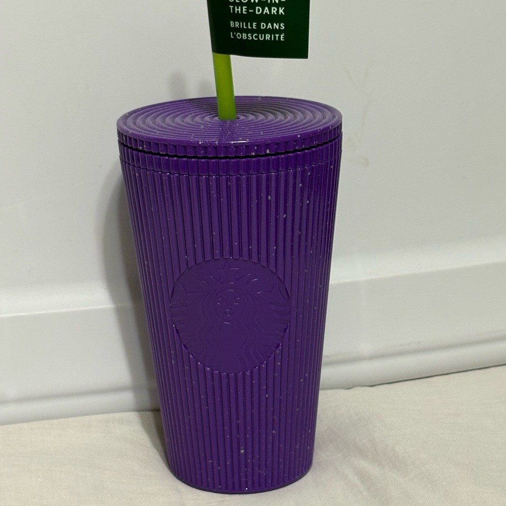Starbucks Purple Tumbler with Green Straw 16oz